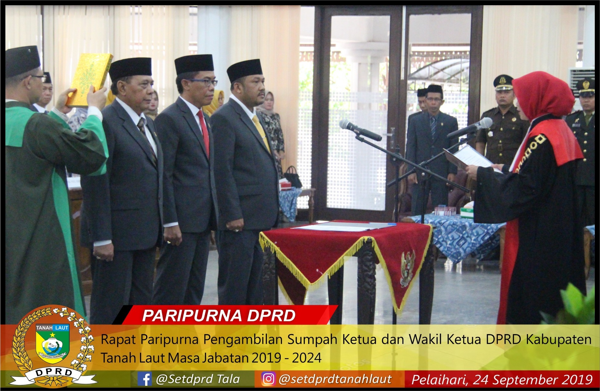 Pelantikan PIMPINAN DPRD Kabupaten Tanah Laut masa jabatan 2019-2024